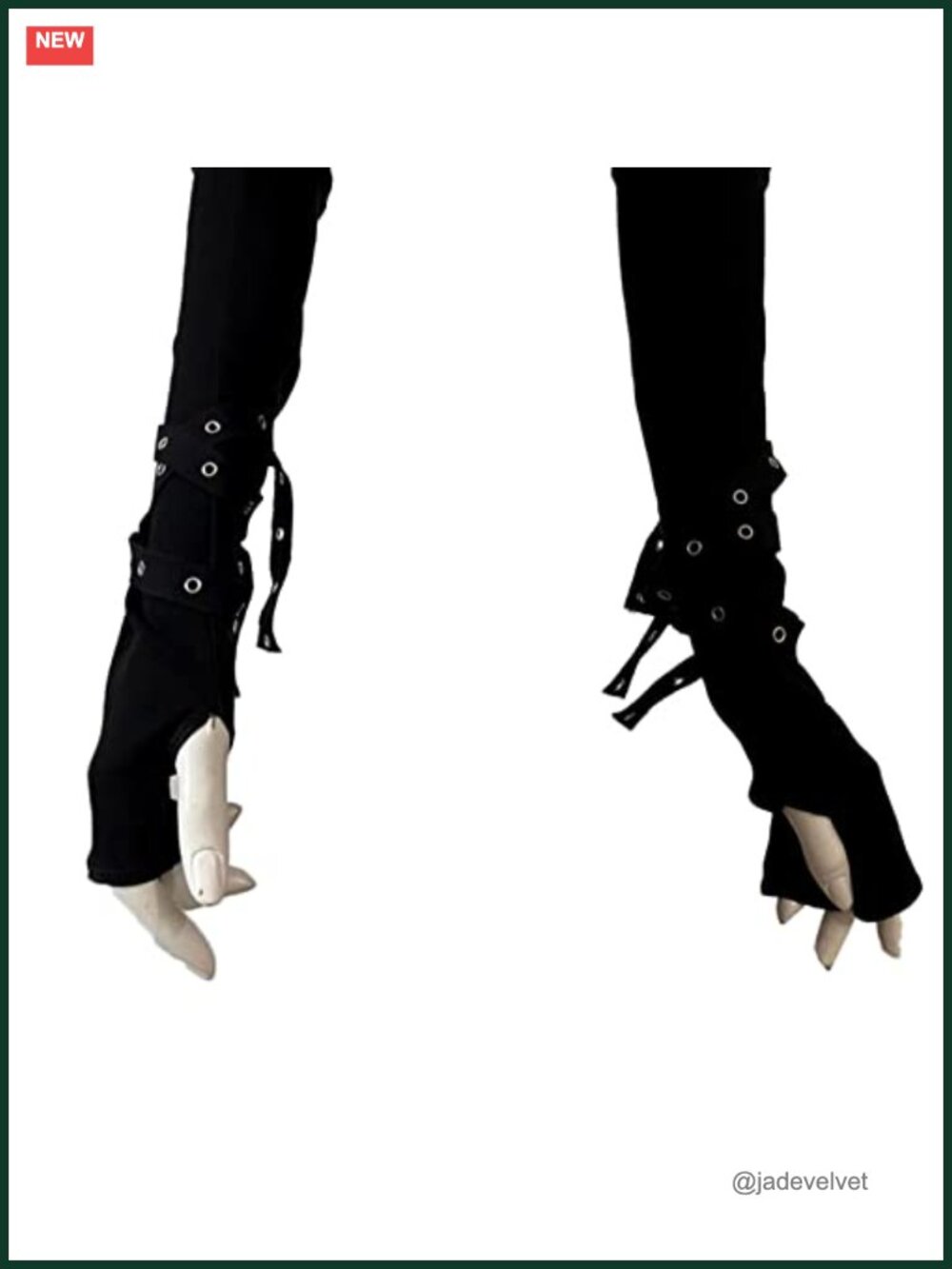 Goth Fingerless Gloves Lace Up Punk Stretchy Arm Sleeves Costume Cosplay